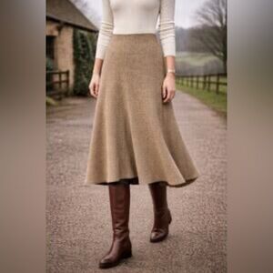 Lauren Ralph Lauren Lined Tweed Wool Skirt A-Line Size 12 Dark Academia